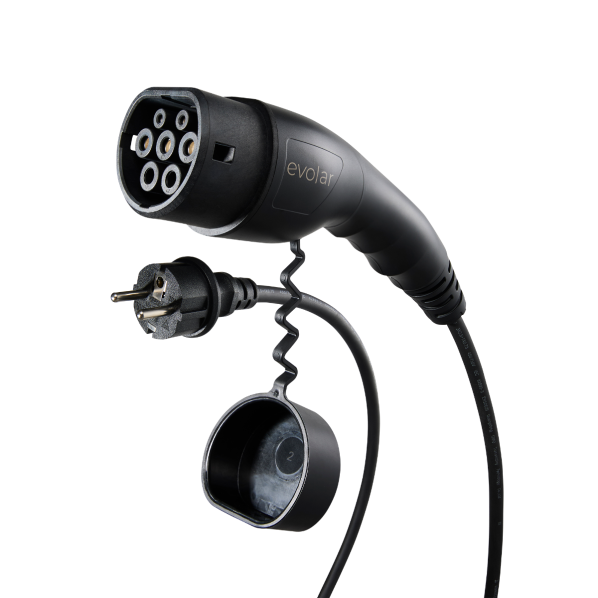 Evolar EV Charger mobiele lader - 1-fase 3,7kW - Type 2 - 5M kabel - Zwart