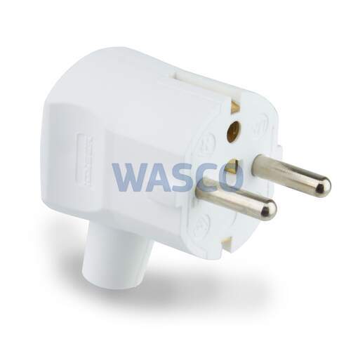 Universeel haakse stekker 2-polig met randaarde wit